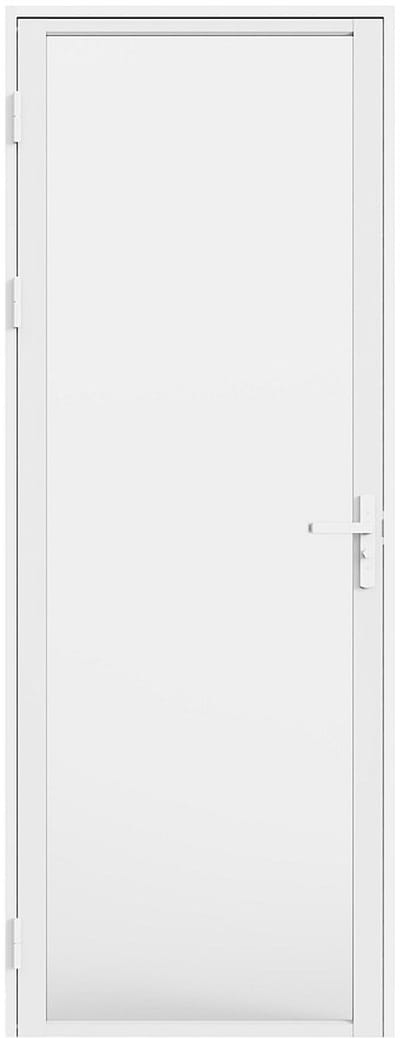 Vente-unique Omkeerbaar deurblok in aluminium en matgehard glas - H204 x B73 cm - Wit - LOXTON