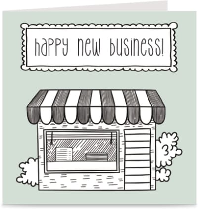 HAPPY NEW BUSINESS | wenskaart / kaart met envelop | voor een eigen bedrijf / nieuwe zaak / opening winkel