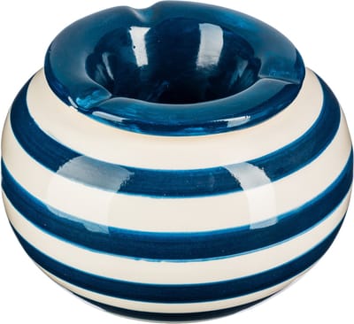 Terras asbak/stormasbak - rond - keramiek - 12 x 8 cm - blauw/wit - Buiten asbakken