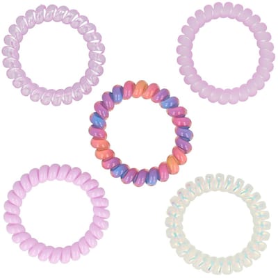 Haarsoires Haarelastieken Invisibobble - Telefoondraad - Mix - Lila Paars - Set van 5 - Spiraal Haar Elastieken - Haarvriendelijk