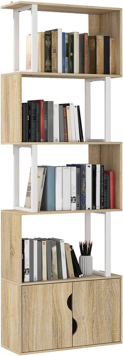 HOMCOM Boekenplank - Spaanplaat - 60x23,8x179,2cm - Natuurlijk hout