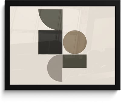 Poster in lijst - Fotolijst 40x30 cm - Posters - Aardetinten - Abstracte compositie - Eenvoudige vormen - Posterlijst zwart - Decoratie - Wanddecoratie woonkamer - Muurdecoratie slaapkamer