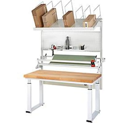 Rau inpaktafelsysteem 05 Werkbank serie adlatus 600, B 1500 x D 700 x H 740-1140 mm, massief beukenhouten blad, tot 600 kg