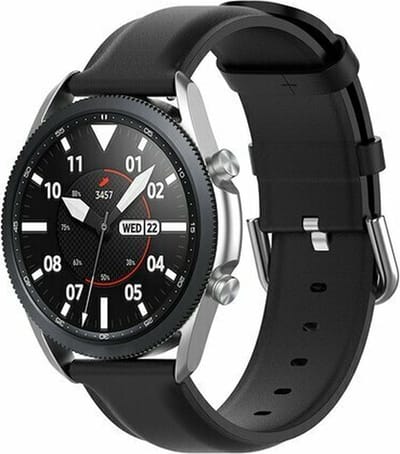 By Qubix - Geschikt voor Garmin bandje - Geschikt voor Garmin Vivoactive 4 / 4L - Classic leren bandje - Zwart - Smartwatch bandje 22mm