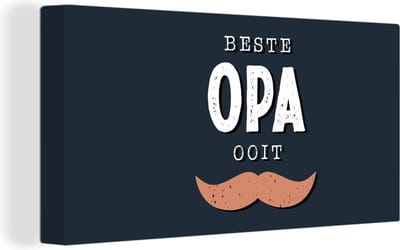 Canvas Schilderij Quotes - Kado voor man - Vaderdag - Beste opa ooit - Spreuken - 80x40 cm - Wanddecoratie - Vaderdag cadeau - Geschenk - Cadeautje voor hem - Tip - Mannen