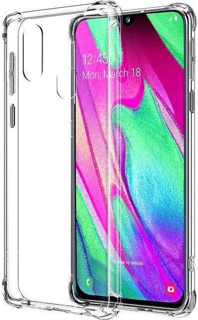 Hoesje geschikt voor Samsung Galaxy A40 - Clear Anti Shock Hybrid Armor Case Siliconen Back Cover Hoes Transparant
