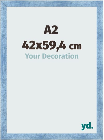 Your Decoration - Fotolijst A2 42x59,4 cm - MDF - Helder Blauw Geveegd - Pisa