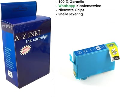AtotZinkt huismerk Epson 502 XL C Cyaan Blauwe inkt cartridge - Met Chip - Epson 502XL - Voor Printers: Expression Home XP-5100 / XP-5105 - Workforce WF-2860DWF / WF-2865DWF