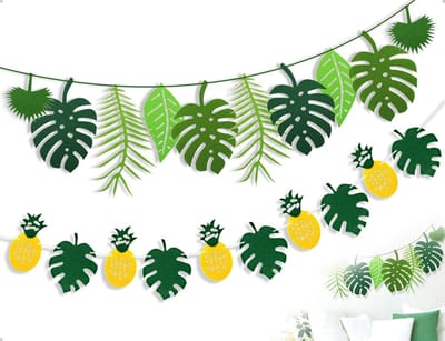 Dailygoods- Palmbladeren Kunstmatig - Jungle Decoratie - 2 Stuks - Herbruikbare Vilten Bladeren - Verjaardagsdecoratie - Tropische Bladslingers