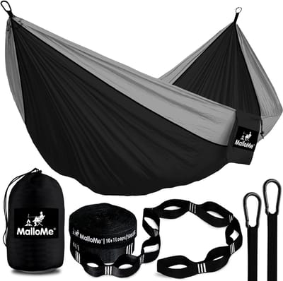 Dubbele Hangmat - Reis Hangmat - Kamperen en Tuin - Ultralicht Parachutenylon - 300 x 200 cm - Grijs