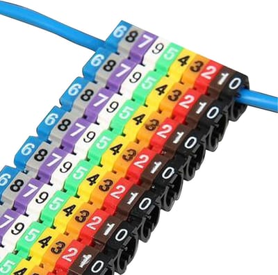 Kabel Markering Clips - Nummer Tubes - Kabel Organisatie - C-Vormige Sluiting - 200 Stuks Set - Kleurrijk
