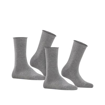 FALKE Happy 2-Pack eenkleurig katoen multipack sokken dames grijs - maat 35-38