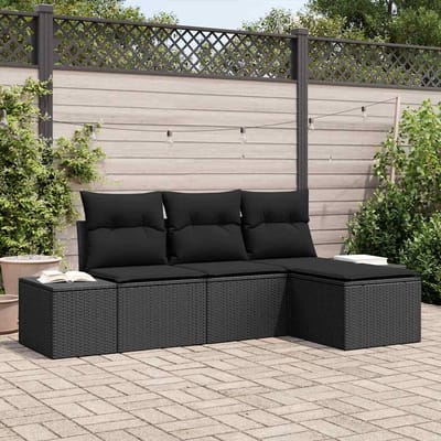vidaXL Tuin Sofa Set 4 st Zwart poly rattan
