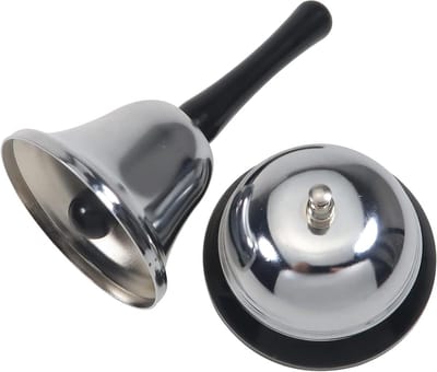 Metalen Bellen Set - Serveerbellen Ontvangstbellen - Aandacht Trekken - Robuust Roestvrij Staal - 75 en 13 cm - Zilverkleurig