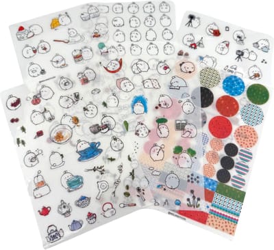 Kawaii Stickers Konijntje - 6 vel Kleine transparante stickers voor Journal, Dagboek, Agenda, Brieven, Decoratie etc