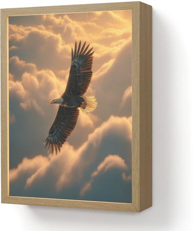 Wandlamp 30x40 cm - Oplaadbaar - Adelaar - Wolken - Zon - Wandlampen binnen woonkamer - Slaapkamer lamp - Decoratieve nachtlamp - Vloerlamp draadloos