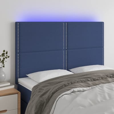vidaXL - Hoofdbord - LED - 144x5x118/128 - cm - stof - blauw