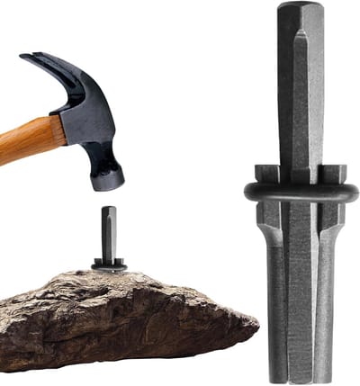 Rotssplitsende Wiggen - Steenbeitel Set - Steen Bewerken - Industriële Kwaliteit - 10 cm - Metaal