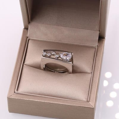 Bague Géométrique Unique Femme Homme Cristal Goutte d'Eau Blanche Zircon Alliance Bagues de Fiançailles pour Femmes/hommes 10