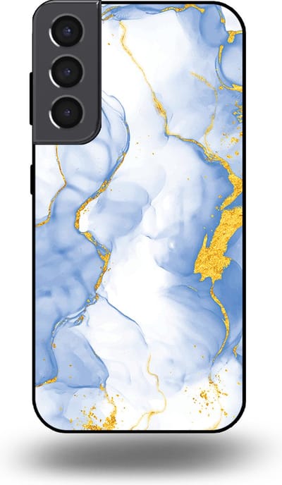Smartphonica Telefoonhoesje Geschikt voor Samsung Galaxy S22 Plus met Lichtblauw Goud Marmer Opdruk - TPU Backcover Case Lightblue Gold Marble Design geschikt voor Samsung Galaxy S22 Plus