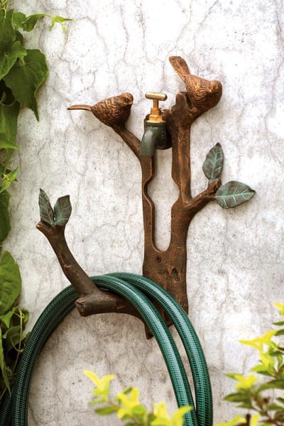 Slanghouder Vogel Tak - Slang Hanger - Tuin Besproeiing - Muur Gemonteerd - 38x11x28 cm - Zilver
