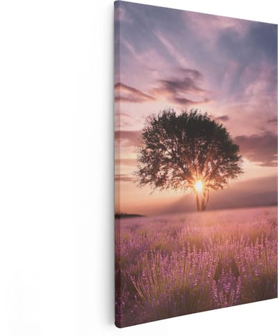 Artaza Canvas Schilderij Boom Zonsondergang - 20x30 cm - Klein - Wanddecoratie Bloemen - Muurdecoratie Bos - Kamer Accessoires Woonkamer