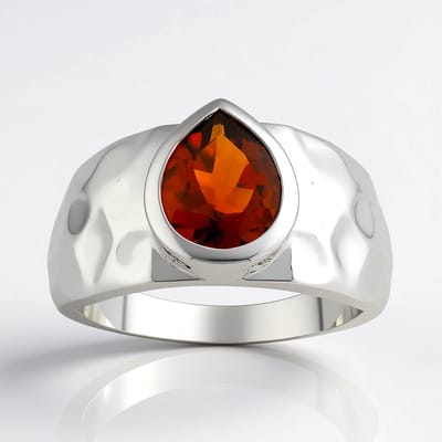 Cavill - Zilveren ring met 1,03 ct Madeira citrien - 925 Sterling zilver gerhodineerd - Peervormige oranje edelsteen - Elegant en krachtig