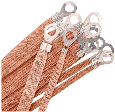 Aardingskabel Gevlochten - Koperen Band - Stabiele Verbinding - Hoge Geleidbaarheid - 300mm x 6mm - Zilverkleurig
