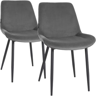 CLP Victoria Set van 2 eetkamerstoelen - Zonder armleuning - Vloerbeschermers - Velvet - Fluweel/grijs