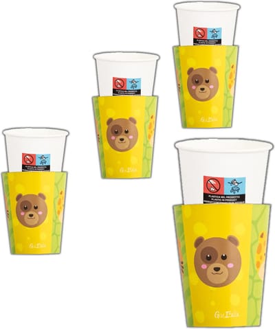 Givi Italia Feestbekers met hoesjes - 32x - dierentuin - papier - themafeestje - 250ml - wegwerpbekers - verjaardag - kinderfeestje
