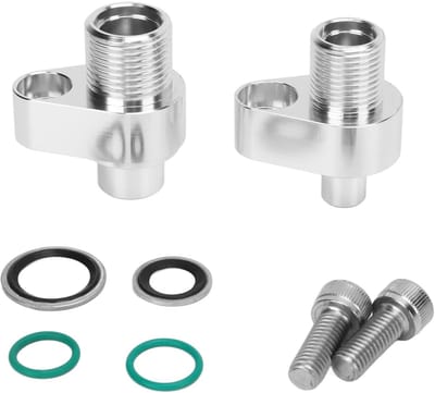aladdien - LS Swap AC Compressor Adapter Fittings Kit - Aluminium - 8AN/10AN Connector - Vervangend voor 10S17F - Perfecte pasvorm voor LS swaps