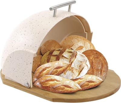 Broodtrommel Schuifdeksel - Bewaardoos Gebak - Keuken Opbergen - Modern Design - 375 x 275 x 21 cm - Beige