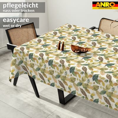 ANRO Tafelkleed Bloemen en vogels Beige 140x120cm Rechte rand Afwasbaar Waterafstotend
