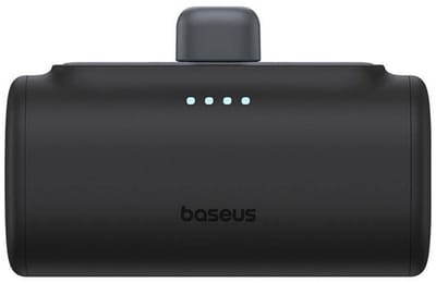 Baseus 5.000 mAh Powerbank Zwart | Opvouwbare Apple Lightning Connector | Met USB-C Poort | Compact & Fast Charge Power Delivery | 20W |