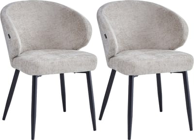 Colenis® - Ruby Eetkamerstoel - Set Van 2 - Taupe - Chenille Stof - Design