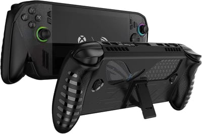 Ergonomische TPU Beschermhoes voor Gaming Handheld Console met Kickstand en Handgreep, Zwart