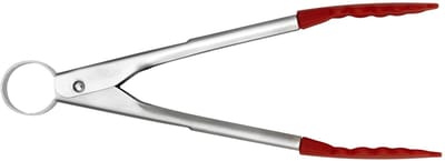 Mini serveertang (met silicone) - rood - 18 cm