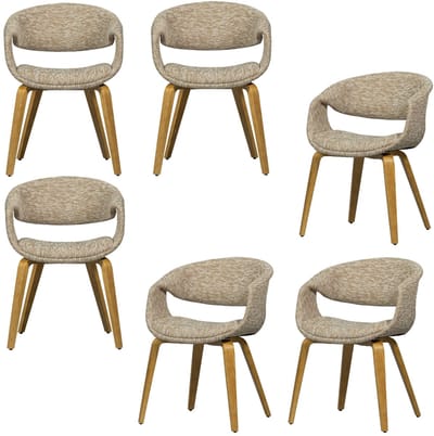 WOOOD Yossi Eetkamerstoelen Met Houten Naturel Poot - Zand - Set van 6