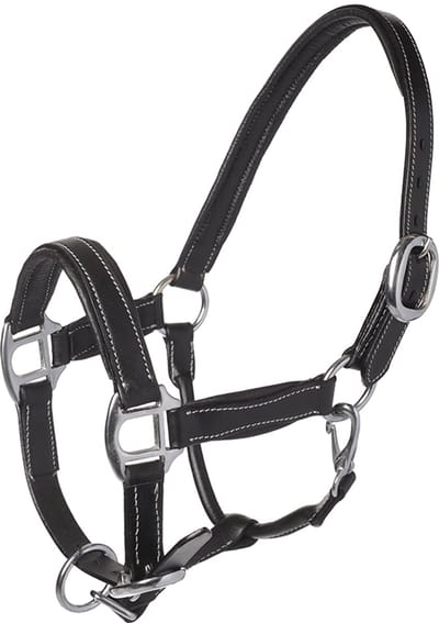MHS Leren halster Luxury black/silver Cob (mt 6)