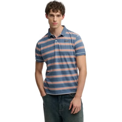 Superdry Vintage Stripe Korte Mouw Poloshirt Blauw S Man