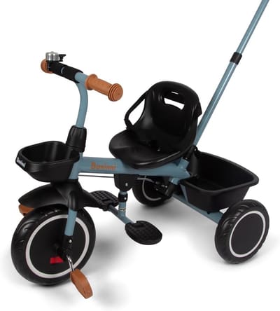 Driewieler met duwstang - Kindertrike - Buiten spelen - Veilige eerste stap - 47 x 105 x 99 cm - Blauw