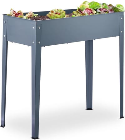 Thuys – Kweekbak Op Poten – Moestuin Op Poten – Kweektafel – Afvoergat – 41 x 86 x 80cm – Grijs