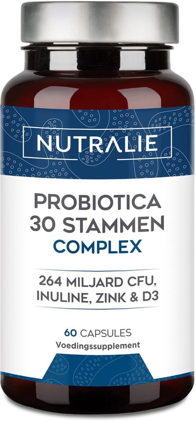 Biotica supplementen - Met 30 Stammen, Vitamine D3 & Zink - Darmgezondheid Supplementen - 264 Miljoen CFU - 60 Capsules - Nutralie