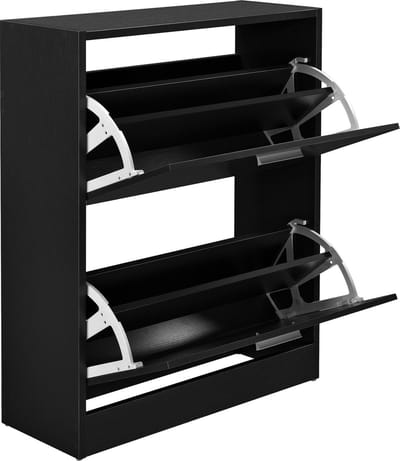 Schoenenkast met 2 vouwdeuren en 4 vakken 63x24x81cm zwart