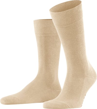 FALKE Family eenkleurig katoen sokken heren beige - maat 47-50