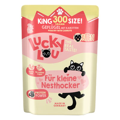 6x300g Lucky Lou Lifestage Kitten Gevogelte nat kattenvoer