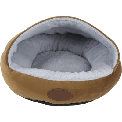 Schelpvormig huisdiernest Comfortabel pluche Kleine honden Winterwarmte Semi-gesloten huisdier kattenbed Koffie