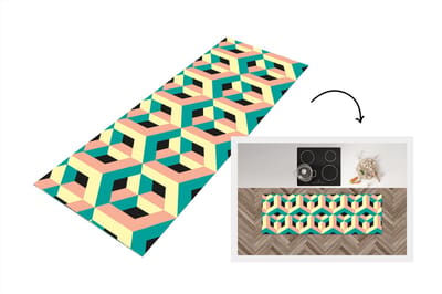Keukenloper - Loper keuken - 3D - Patronen - Kubus - 150x50 cm - Keukenloper vinyl