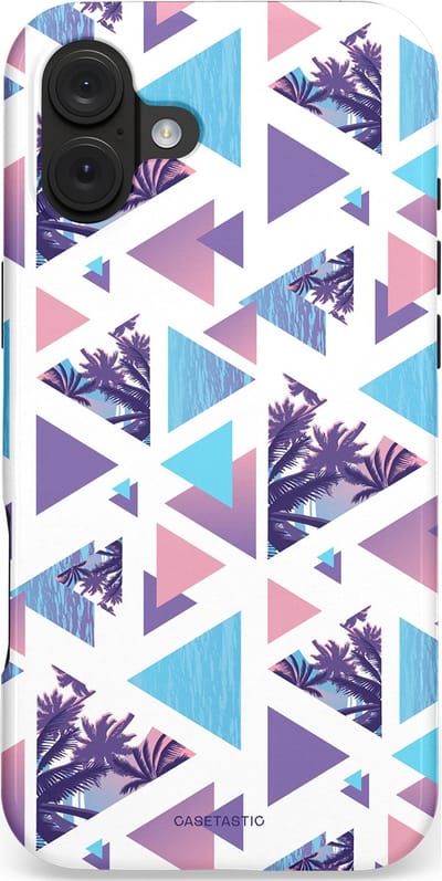 Casetastic hoesje geschikt voor Apple iPhone 16 Plus - MagSafe - Dubbellaagse bescherming - Zomervibe geometrie - Fashion Case - Wit Lavendel Lichtblauw Lichtgrijs