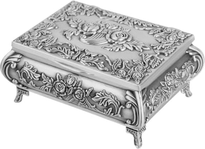 Vintage Sieradenbox van Metaal, Kleine Rechthoekige Opbergdoos voor Ringen, Armbanden en Oorbellen, Decoratieve Sieradenopberger als Cadeau